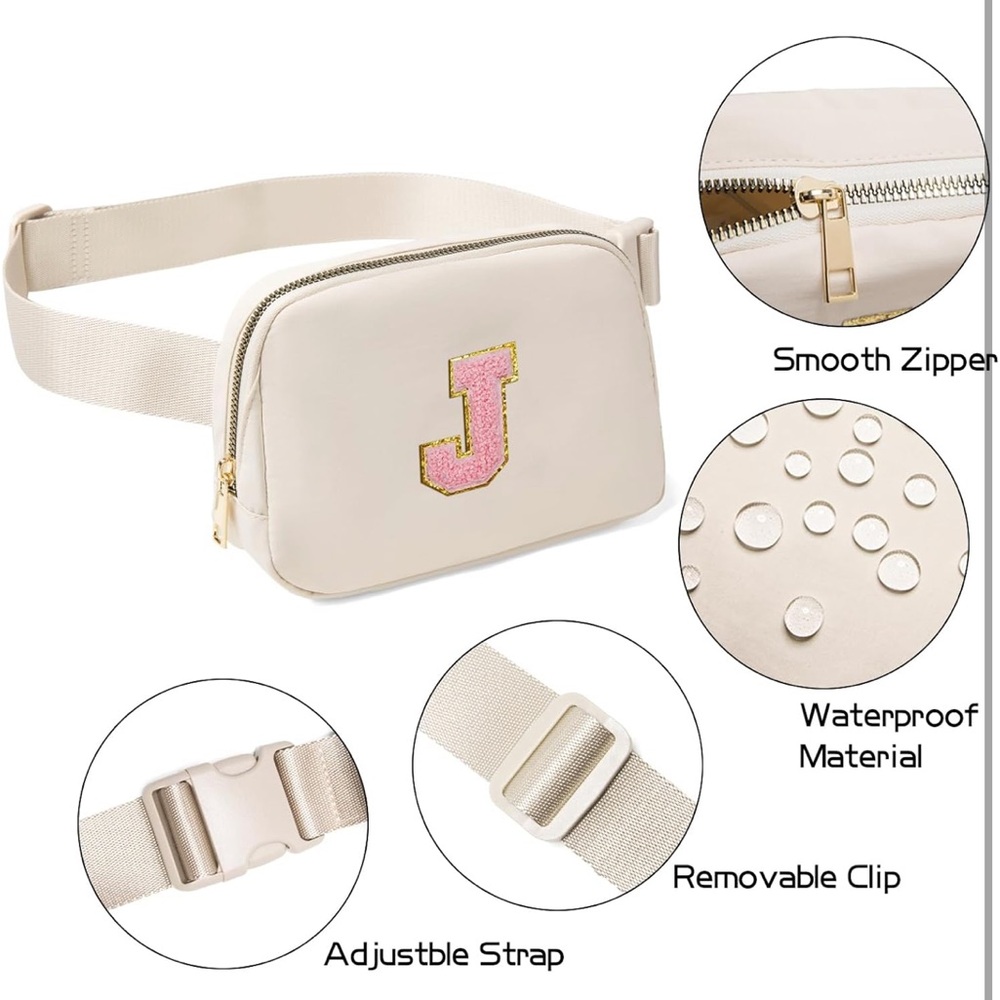 NWT Stoney Clover Inspired Ivory Belt Bag with Gold Letter J - Picture 5 of 6